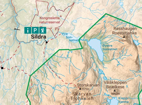 Innfallsport ved Sildra for Skarvan og Roltdalen nasjonalpark