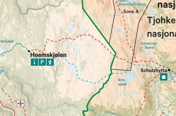 Innfallsport ved Hoemskjølen til Skarvan og Roltdalen nasjonalpark.